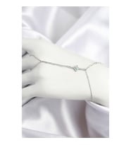 Pirinç Zirkon Taşlı Mavi Boncuklu Yonca Model Gümüş Renk Şahmeran - TJ-SN720 TG-V 10659