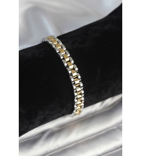 316L Çelik Gold ve Gümüş Renk 7 mm Kalınlık Erkek Bileklik 5886 - EEEEEE6849-3499