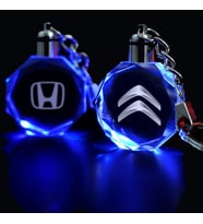 Citroen Logolu 2d Patlatma Kristal Led Işıklı Anahtarlık, Araba Anahtarlığı