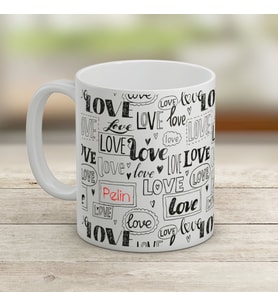 Love Desenli 2 İsim Yazılı Kupa Bardak