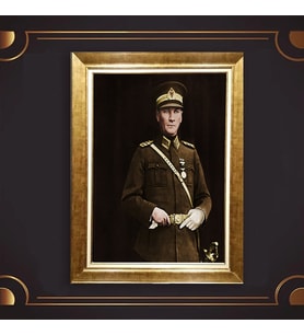 Altın Varaklı Çerçeveli Paspartulu Atatürk Tablo z4774 (Gold)