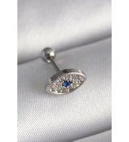 Gümüş Renk Zirkon Taşlı Göz Tragus Piercing - EBJ241123W29404