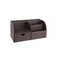 Masaüstü Düzenleyici,Kalemlik,Kumandalık,Küpbloknotluk,Tabletlik,Kitaplık,6 Gözlü,Çekmeceli,Desktop Organizer,Vegan,24,5*13*12 (Kahverengi)