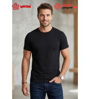 Yıldız 57 Premium Erkek %100 Pamuklu Ribana Esneyen Kumaş Doktor Yaka Siyah Fanila/Atlet/Tshirt