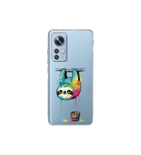 Xiaomi Mi 12 ile Uyumlu Splash Tembel Hayvan Tasarımlı Şeffaf Silikon Kılıf