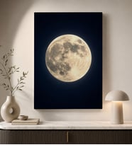 BK Gift Dolunay Manzarası Minimalist Gece Gökyüzü Uzay Temalı Modern Kanvas Duvar Tablosu 50x70 cm