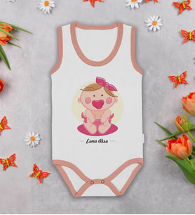 BK Kids Kişiye Özel İsimli Pembe Biyeli Askılı Sıfır Kol Bebek Body Zıbın-4, Yeni Doğan Bebek Hediyesi