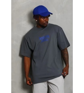 Erkek Baskılı T-Shirt Kısa Kol Bisiklet Yaka Regular Fit Rahat Kalıp Günlük Tişört - Füme