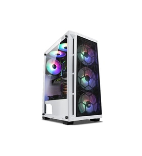 POWERBOOST PB-T001BW 4-RGB Fanlı Gaming Mid-Tower PC Kasası Beyaz