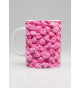 Pembe Kalp Kupa - Pastel Love Kalpli Sevimli Romantik Hediyelik Seramik Mug