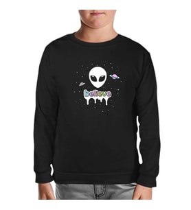 Alien - Believe in Planets Siyah Çocuk Sweatshirt