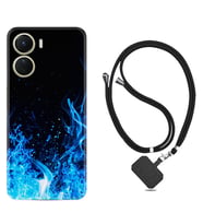 Vivo Y16 Kılıf Silikon Boyun Askılı İpli Desenli Silikon Blue Fire 1678