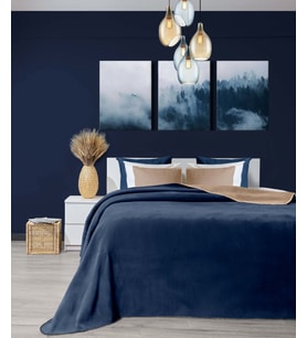 Koza Home Twin Soft Pamuklu Çift Kişilik Battaniye Kahve Mavi 200 x 220 5012A