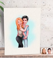 BK Gift Kişiye Özel Sevgililer Karikatürlü Dekoratif Mini Kanvas Tablo 15x20cm-85