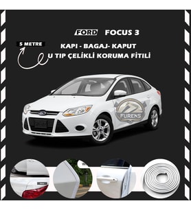 Ford Focus 3 Oto Araç Kapı Koruma Fitili 5metre Parlak Beyaz Renk