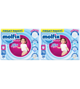 Molfix Külot Bebek Bezi Beden:6 (15+KG) Extra Large 76 Adet Ekonomik Fırsat Pk
