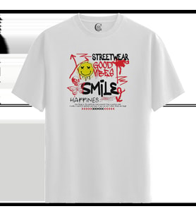 GoodVibes Smile - %100 Pamuklu Kadın Beyaz Tişört - Premium Quality