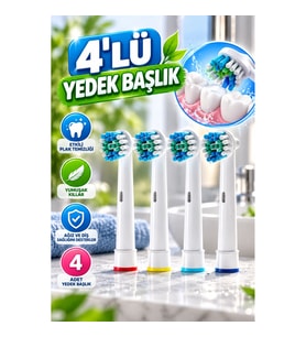 4’lü Yumuşak Kıllı Diş Fırçası Yedek Başlığı – Plak Temizliği İçin