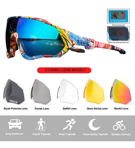 Kapvoe Hurricane Değişebilir 5 Lens Mtb Polarize Bisiklet Spor Dağ Kayak Gözlüğü