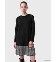 LCW Comfort Siyah Bisiklet Yaka Ekose Mini Elbise