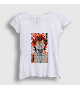 Presmono Kadın Beyaz Fire Anime Hanma Baki T-Shirt 317623tt