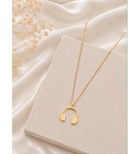 Kişiye Özel 925 Ayar Gümüş Şık Kulaklık Model Kolye (Gold)
