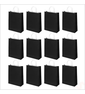 Büküm Saplı Kraft Çanta 42 x 31 x 12 cm, Siyah - 12 Adet (STD)