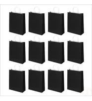Büküm Saplı Kraft Çanta 42 x 31 x 12 cm, Siyah - 12 Adet (STD)