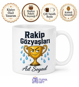 İsme Özel Rakip Gözyaşları Yazılı Komik Kupa Bardak Hediye