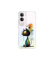 Vivo Y19S ile Uyumlu Splash Kedi Tasarımlı Şeffaf Silikon Kılıf