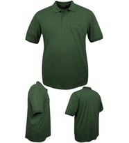 Erkek Büyük Beden 115 - 175 Kilo Arası Uygun Bedenli Likralı Pike Polo Yaka Cepli Tişört (Koyu Yeşil)