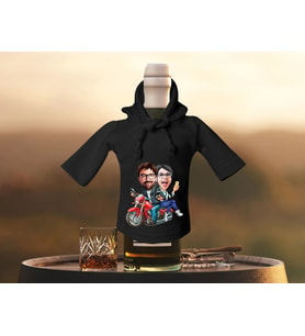BK Gift Kişiye Özel Sevgililer Karikatürlü Mini Siyah İçki Şişesi Tişörtü , Ev Bar Dekoru, Viski, Şarap, Votka, Rakı Şişesi Tişörtü, Ev Barı-34