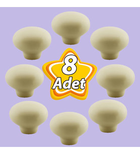8 Adet Kamelya Kulp Krem Polimer Düğme Kulp Mantar Mobilya Mutfak Dolabı Çekmece Kulbu Kulpları