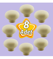 8 Adet Kamelya Kulp Krem Polimer Düğme Kulp Mantar Mobilya Mutfak Dolabı Çekmece Kulbu Kulpları