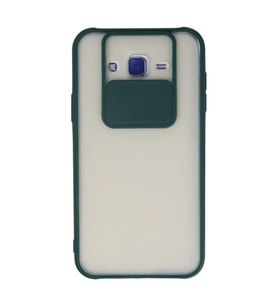 Samsung Galaxy J7 Kılıf Palm Buzlu Kamera Sürgülü Silikon - Yeşil