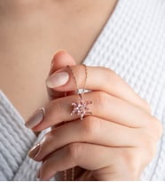 Saklı Takı 925 Ayar Gümüş Pembe Lotus Çiçeği Kolye
