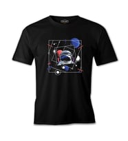 Astronaut with a Geometric Space Background Siyah Erkek Tshirt