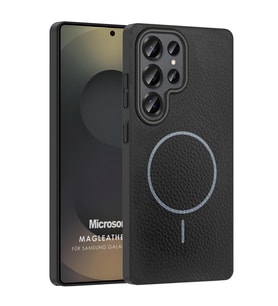 Microsonic Samsung Galaxy S25 Ultra Kılıf MagLeather Pro Siyah (Siyah)