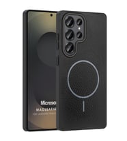 Microsonic Samsung Galaxy S25 Ultra Kılıf MagLeather Pro Siyah (Siyah)