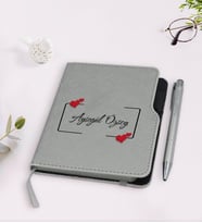 BK Gift Kişiye Özel İsimli Gri Termo Deri Defter Kalem Seti-1