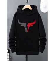 Boğa Baskılı Erkek - Kız Çocuk Rahat Kalıp Sweatshirt (Siyah)