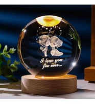 Wolawood Kristal Cam Kar Küresi 3D Işıklı LED Lamba USB Kablolu Ahşap Standlı Özel Gün Işığı Dekoratif Hediyelik Konsept Masaüstü Aksesuar Şık Zarif Süs Biblo Dekor Top Özel Üretim Premium Ay Küre Seti