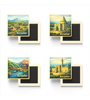 Kırşehir - Baskılı Buzdolap Magneti Kare - 9x9 cm - 4 Adet