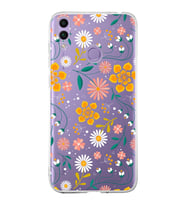 Huawei Honor 8c  Uyumlu Kapak Flowers Tasarımlı Şeffaf Silikon Kılıf