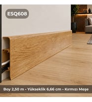 Esquero Kablo Kanallı PVC Süpürgelik 250 cm, Açılabilir Kapaklı, Kırmızı Meşe, ESQ608