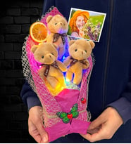 Kişiye Özel Fotoğraflı Renkli Led Işıklı Premium Ayıcık Buketi