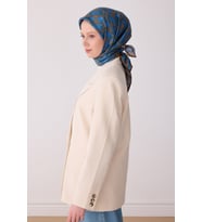 Klasik Desen İpek Twill Eşarp - 2026 İlkbahar-Yaz (T)  4328 (Saks)
