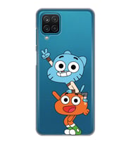 Samsung Galaxy A12 Uyumlu Gumball & Darwin Tasarımlı Şeffaf Telefon Kılıfı