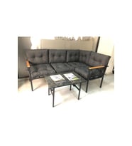 miami Köşe Koltuk Takımı , 2+2 Balkon-bahçe-çay Seti-mutfak Köşesi mermer desen 70x50cm sehpa (Antrasit)