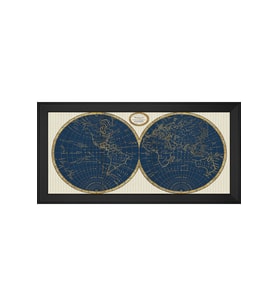Harita Temalı Kanvas Tablo 50 x 70 cm Siyah Çerçeve